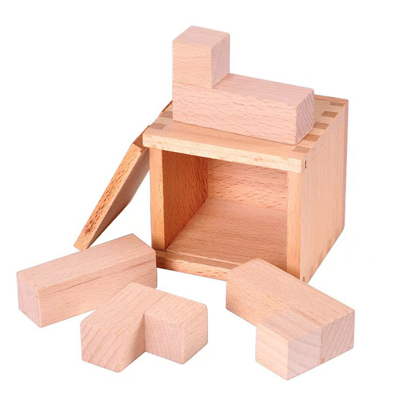 Brain Teaser Cube - Kotak Puzzle Kayu Penempatan Blok Miring